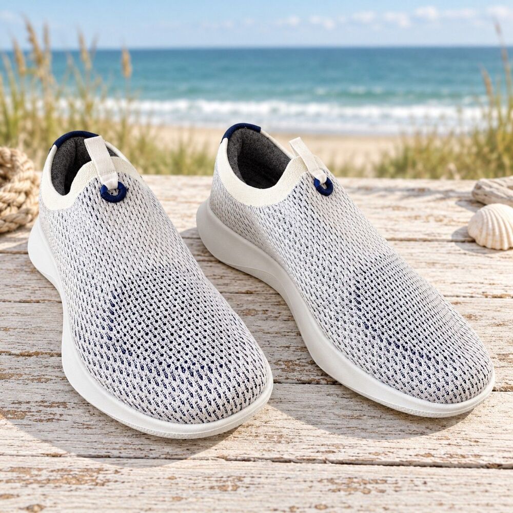 NWOB Allbirds Tree Dasher Relay Men's 13 Blizzard White Blue Slip On Sneakers